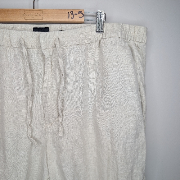 H&M Cream Relaxed Fit Women's XL 100% Linen Straight Leg Pant - Picture 14 of 14